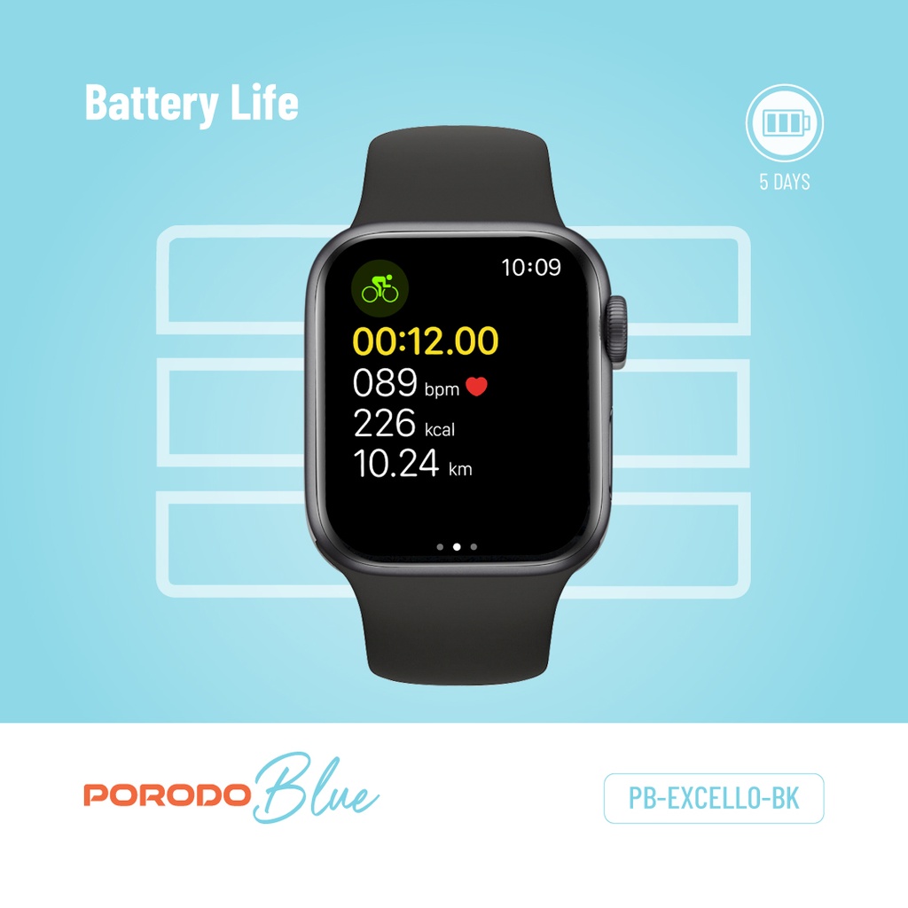 Clear Protective Case for Smartwatch with Blue Silicone Band 2