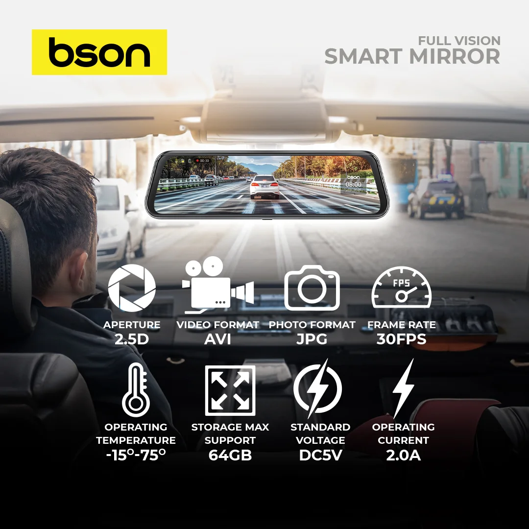 BSON Full Vision Smart Rearview Mirror 4
