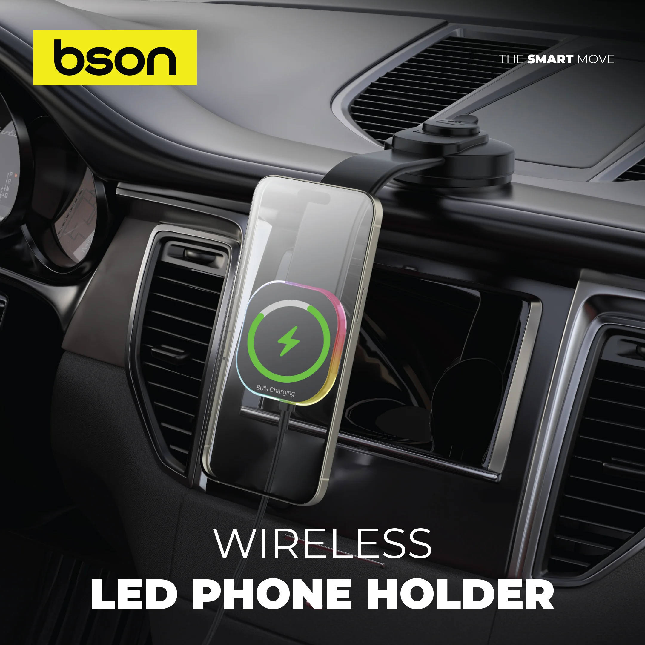 BSON Wireless LED Phone Holder with 15W Fast Charging 2