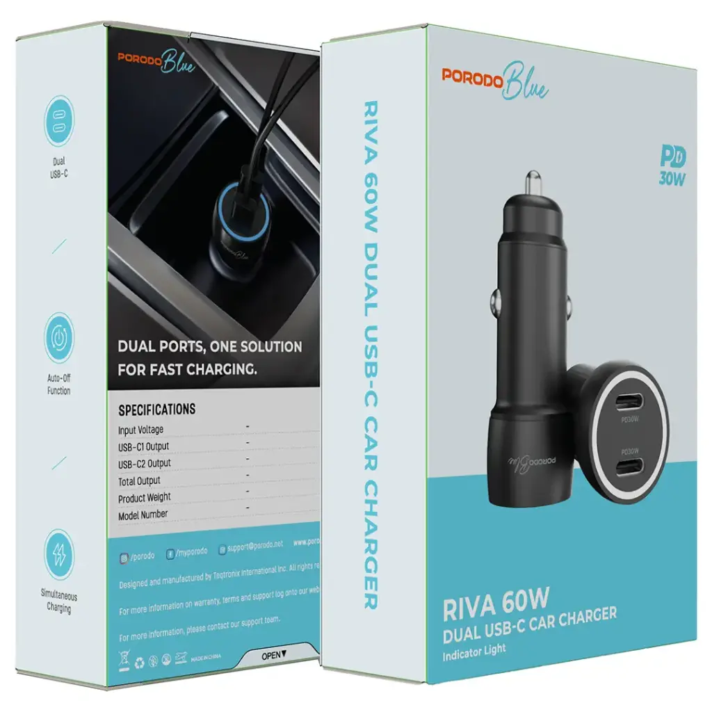 Dual Port PD 30W USB-C Car Charger 3