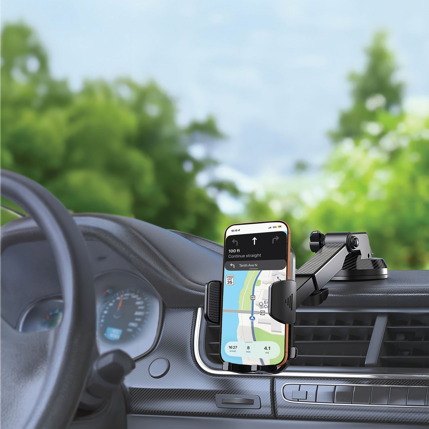 Porodo Blue Adjustable Car Phone Holder 3