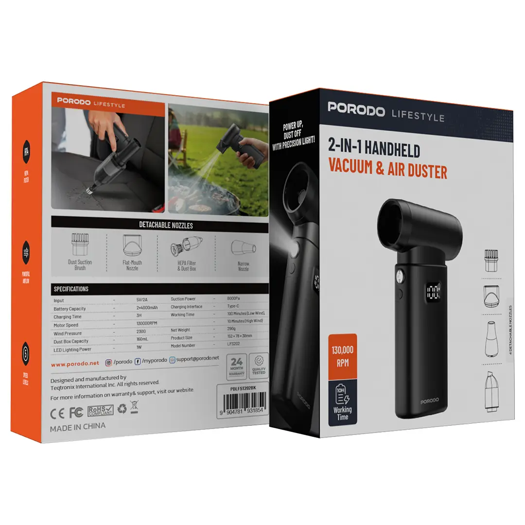Porodo LifeStyle 2-IN-1 Handheld Vacuum & Air Duster 5