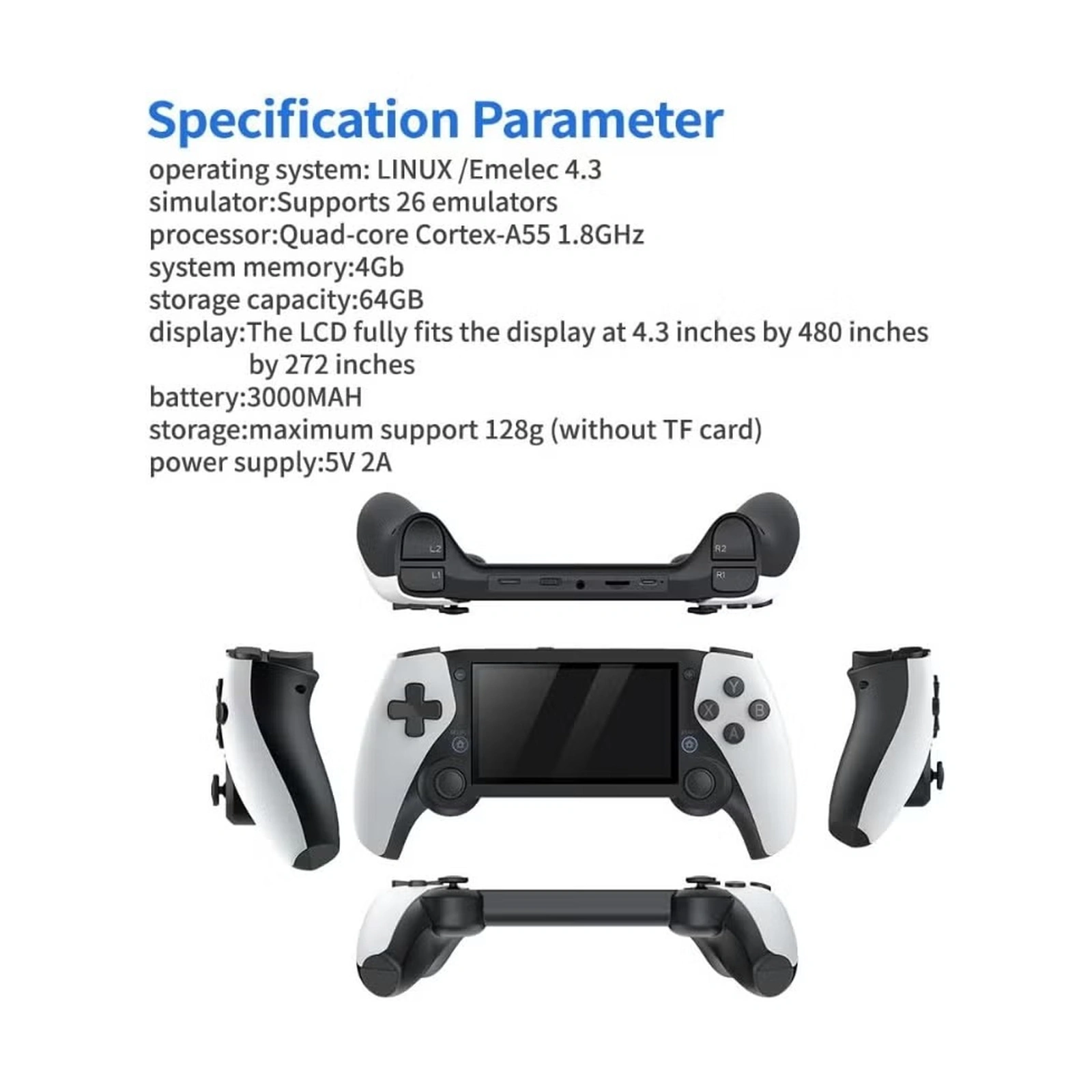 Portable Handheld Game Console with Built-In Screen and Dual Analog Controls 3
