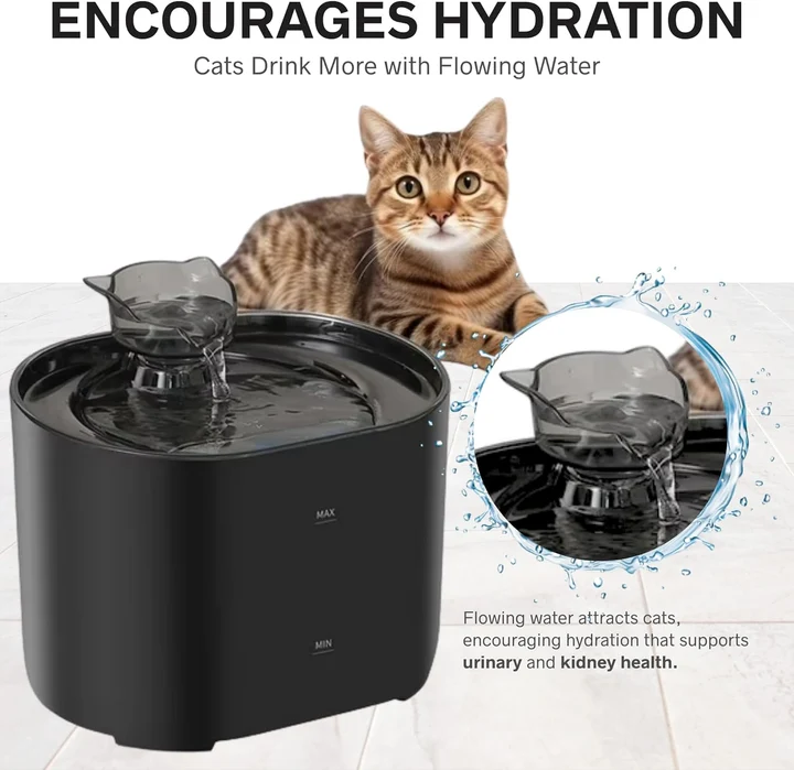 NEXSO Cat Water Fountain with 4 Layer Filter - Black 4