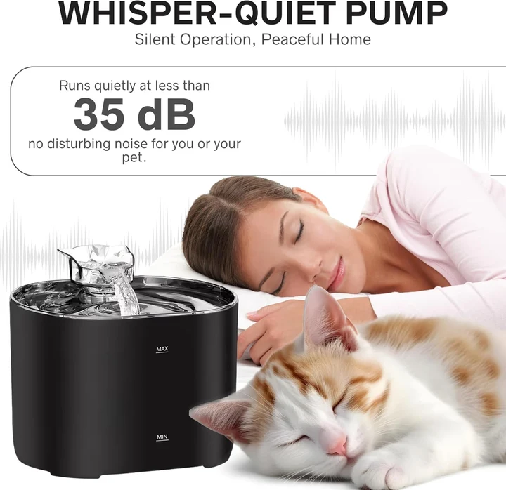 NEXSO Cat Water Fountain with 4 Layer Filter - Black 5