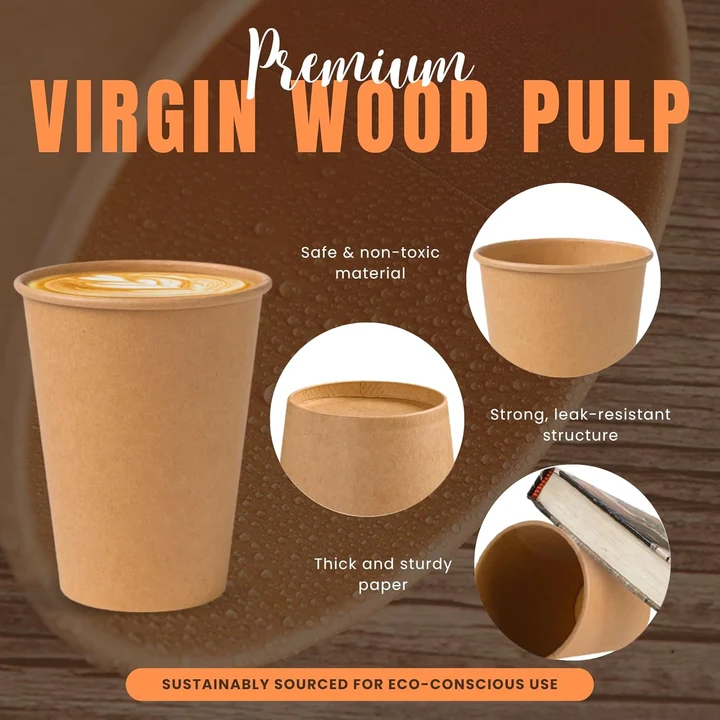 NEXSO 12oz Brown Disposable Paper Coffee Cups (50 Pack) 4
