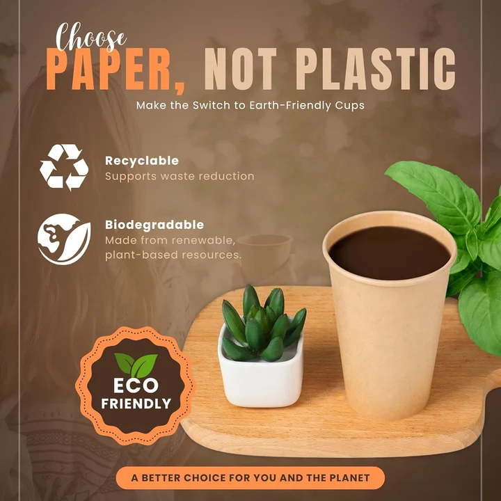 NEXSO 12oz Brown Disposable Paper Coffee Cups (50 Pack) 5