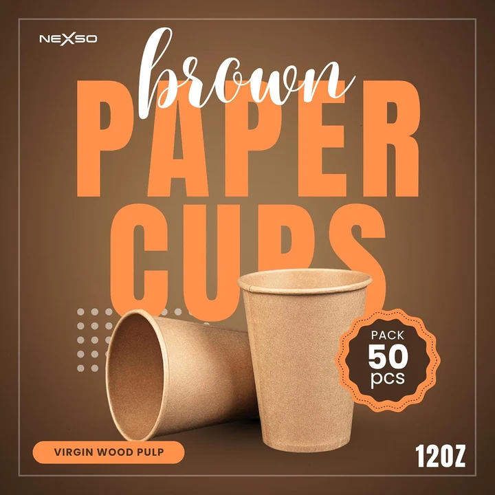 NEXSO 12oz Brown Disposable Paper Coffee Cups (50 Pack) 7