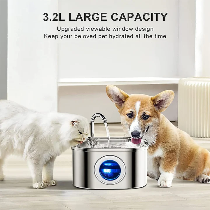 NEXSO 4L Stainless Steel Cat Water Fountain 3