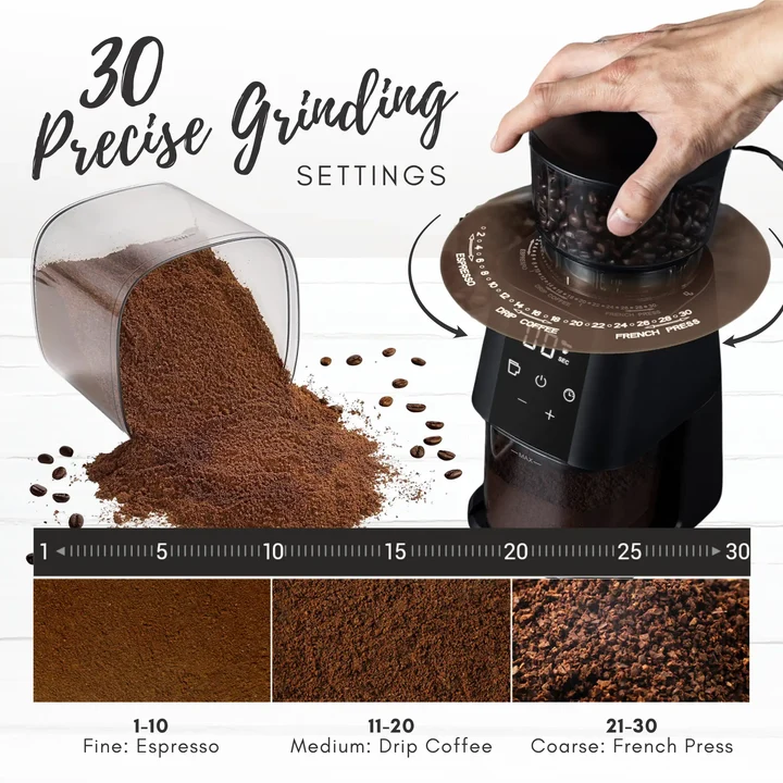 NEXSO Electric Coffee Grinder with Digital Display 150W 5