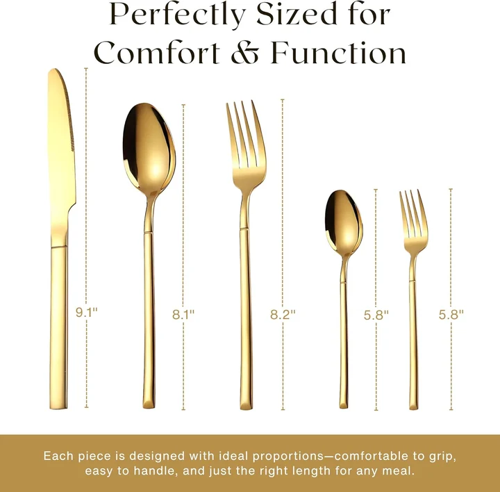 NEXSO 30-Piece Gold Stainless Steel Cutlery Set 5