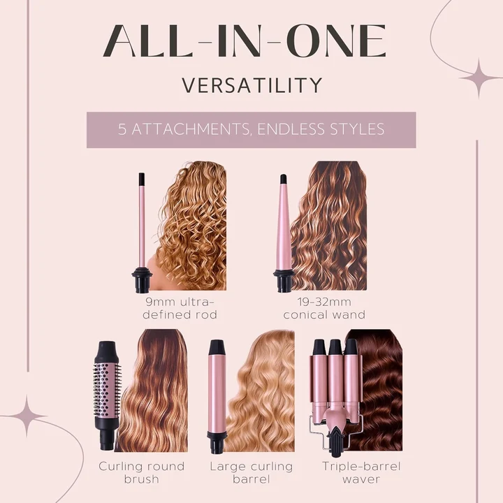 NEXSO 5-in-1 Hair Styler Set Ceramic Tourmaline 230°C 2