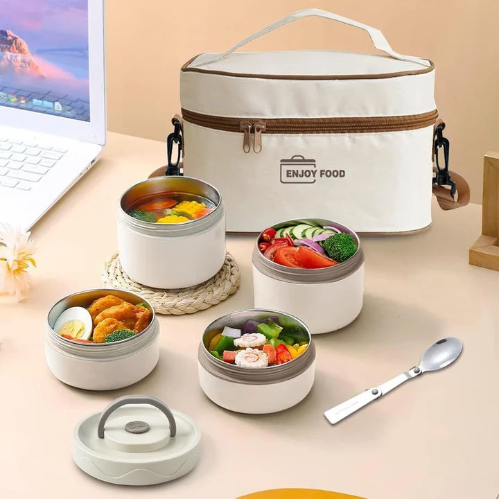 NEXSO 3-Layer Stainless Steel Leakproof Lunch Box Set with Insulated Bag 5