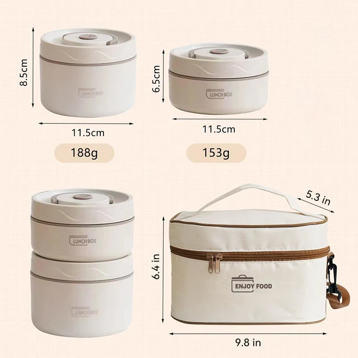 NEXSO 3-Layer Stainless Steel Leakproof Lunch Box Set with Insulated Bag 6