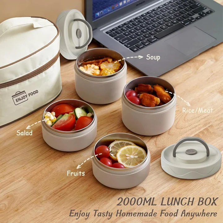 NEXSO 3-Layer Stainless Steel Leakproof Lunch Box Set with Insulated Bag 7