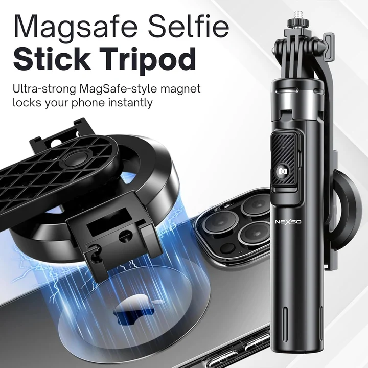 NEXSO Magnetic Selfie Stick Tripod with Bluetooth Remote (1.34m) 6