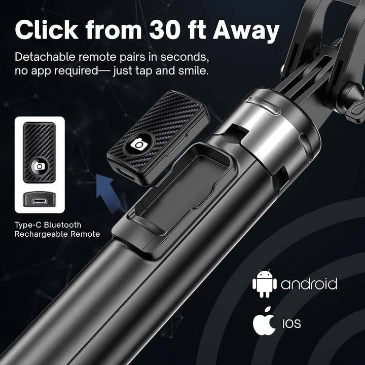 NEXSO Magnetic Selfie Stick Tripod with Bluetooth Remote (1.34m) 8