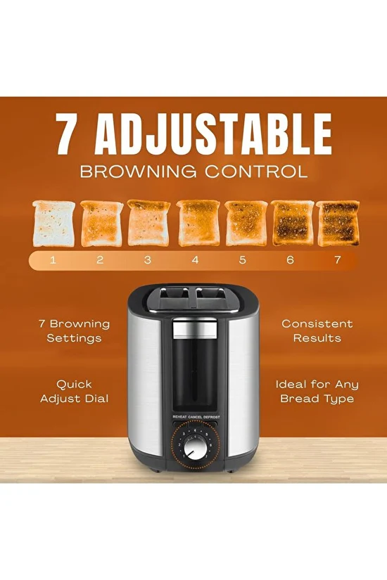 NEXSO 2-Slice Stainless Steel Bread Toaster 750W 2