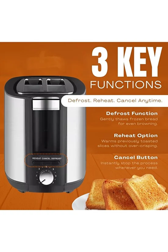 NEXSO 2-Slice Stainless Steel Bread Toaster 750W 4