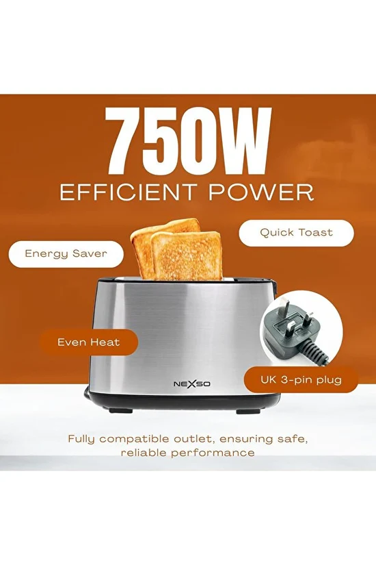 NEXSO 2-Slice Stainless Steel Bread Toaster 750W 6