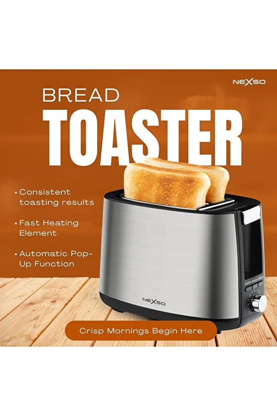 NEXSO 2-Slice Stainless Steel Bread Toaster 750W 7