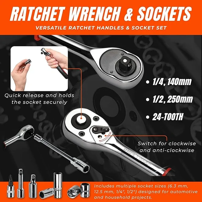 NEXSO 82-Piece Tool Set – Socket Wrench Ratchet Kit 5