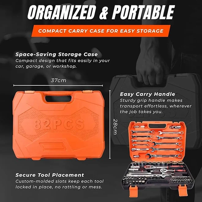 NEXSO 82-Piece Tool Set – Socket Wrench Ratchet Kit 8