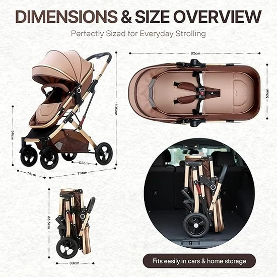 NEXSO 2-in-1 Reversible Foldable Baby Stroller 3