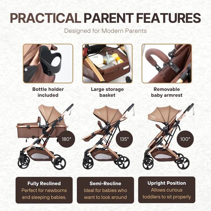 NEXSO 2-in-1 Reversible Foldable Baby Stroller 9