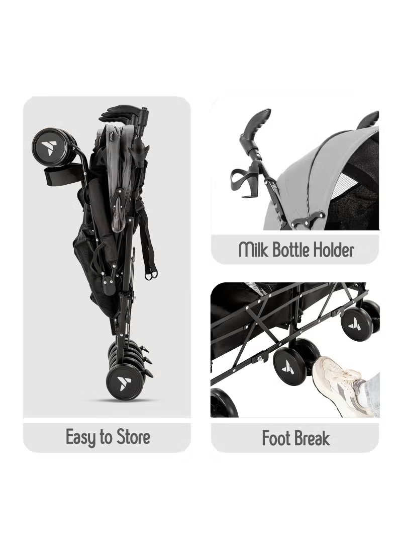 Teknum Twin Stroller Fellow - Grey 4