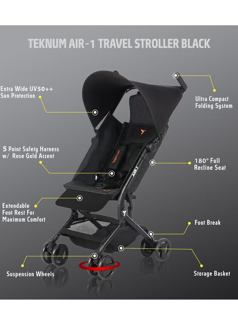 Teknum AIR-1 Travel Stroller with Carry Backpack - Black 3