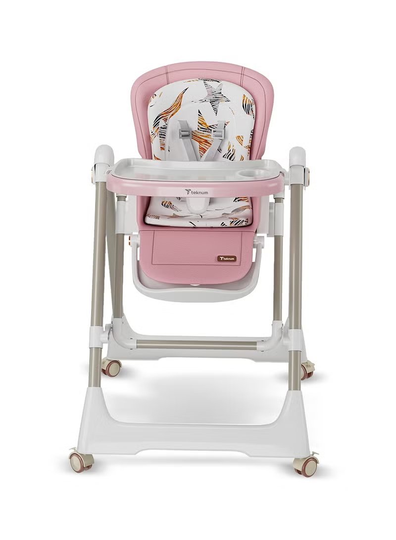 Teknum 5-IN-1 Swing with High Chair with Lockable wheels - Pink 2