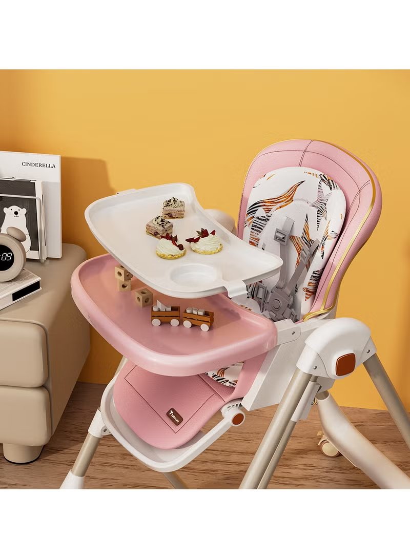 Teknum 5-IN-1 Swing with High Chair with Lockable wheels - Pink 4