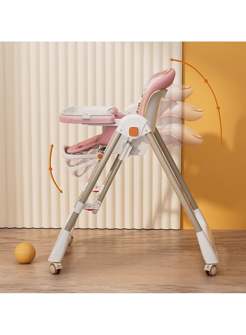 Teknum 5-IN-1 Swing with High Chair with Lockable wheels - Pink 6