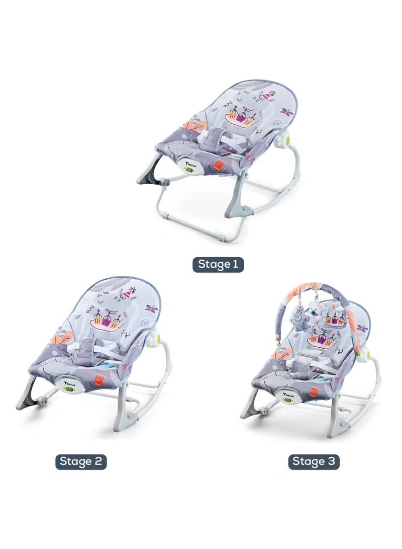 TEKNUM 3In1 Rocker/Baby Seat/Recliner with Soothing Music - Party Grey 3