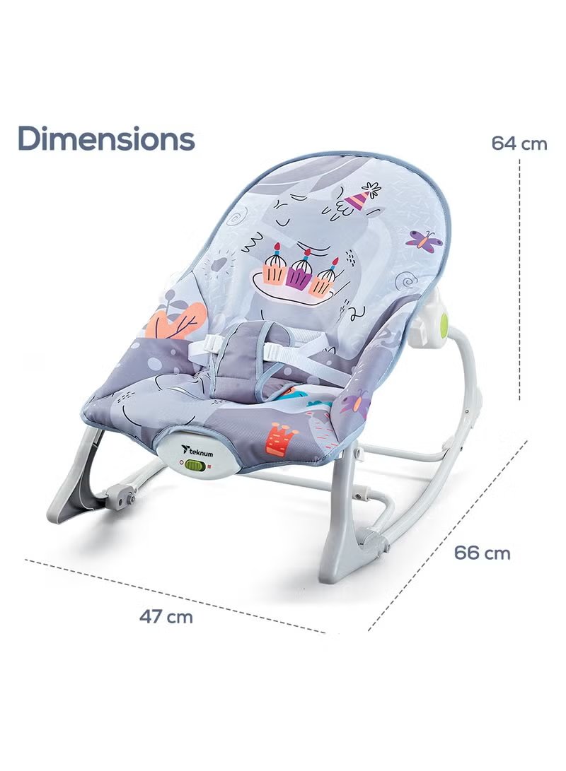 TEKNUM 3In1 Rocker/Baby Seat/Recliner with Soothing Music - Party Grey 5
