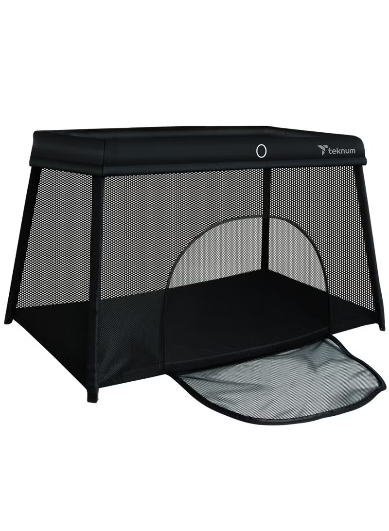 TEKNUM Portable Quick fold Playard & Cot with Zipper Door & Carry Bag - Midnight Black 3