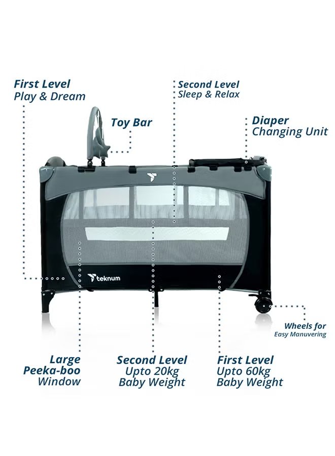 Teknum Explorer Playard and Cot Grey 4