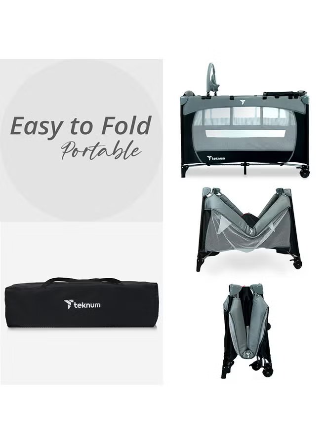 Teknum Explorer Playard and Cot Grey 6