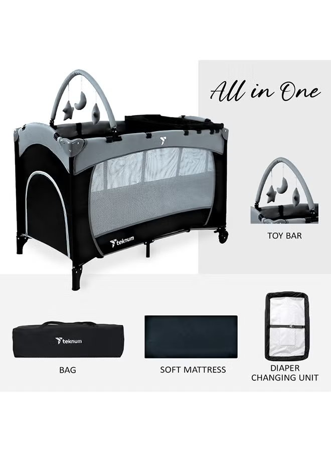 Teknum Explorer Playard and Cot Grey 7
