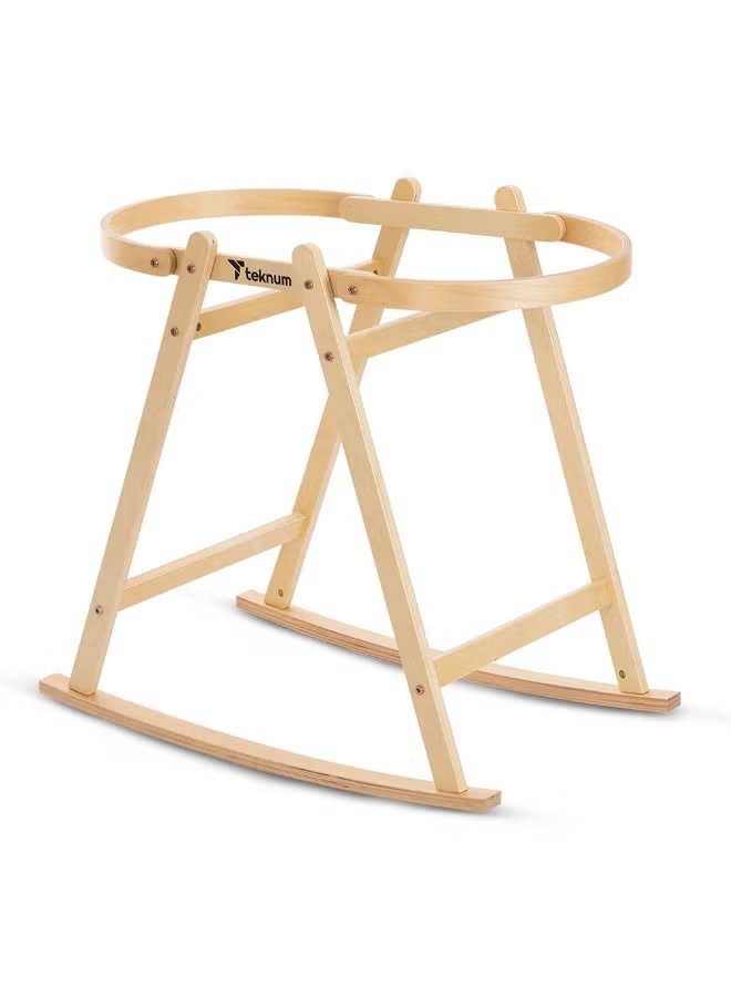 Teknum Moses Rope Basket Stand - Natural Wood 2