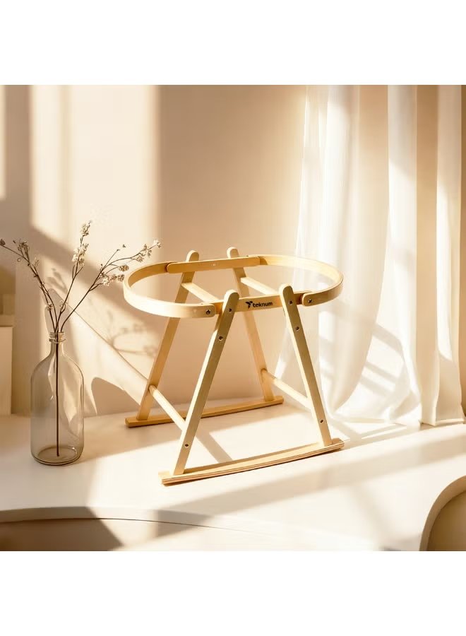 Teknum Moses Rope Basket Stand - Natural Wood 3