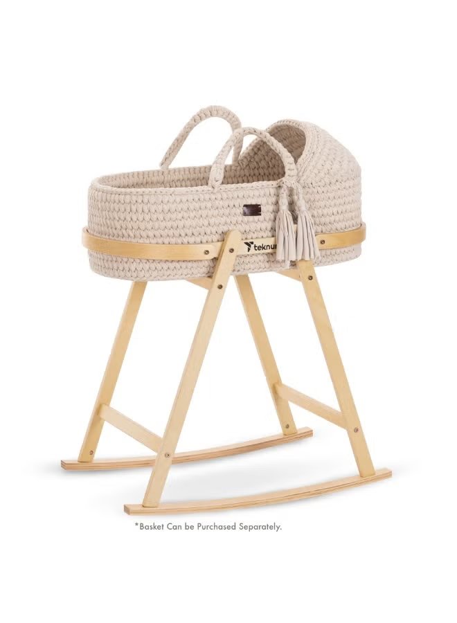 Teknum Moses Rope Basket Stand - Natural Wood 4