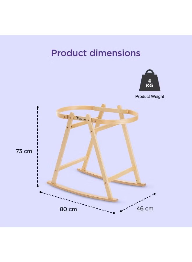 Teknum Moses Rope Basket Stand - Natural Wood 5