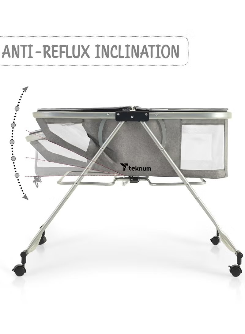 Teknum 3-in-1 Baby Cot Cradle with Mosquito Net & Wheels 4