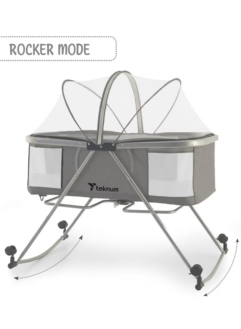 Teknum 3-in-1 Baby Cot Cradle with Mosquito Net & Wheels 5