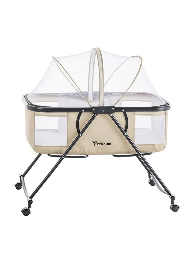 Teknum 3-in-1 Baby Cot Cradle with Mosquito Net & Wheels 2
