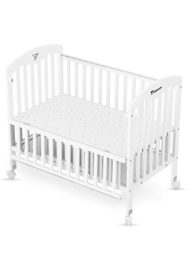 Teknum 4-in-1 Convertible Baby Cot & Bedside Sleeper with Storage and Mattress - White 2