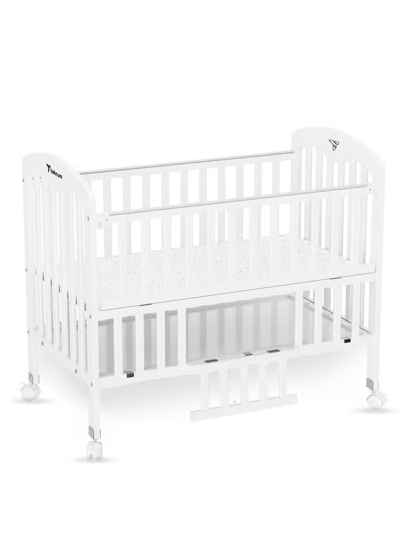 Teknum 4-in-1 Convertible Baby Cot & Bedside Sleeper with Storage and Mattress - White 5