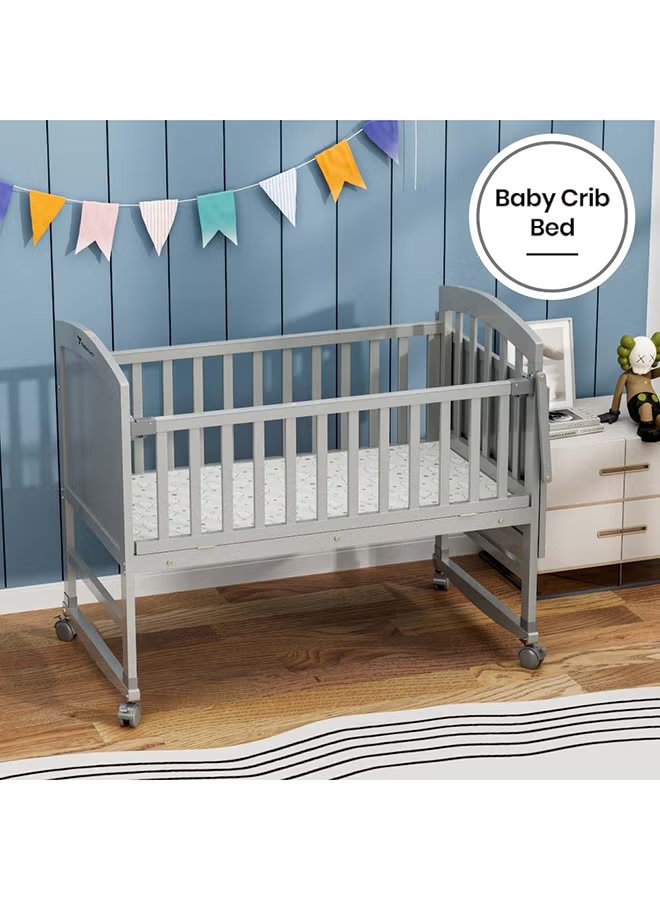 TEKNUM 7-in-1 Convertible Wooden Baby Bed & Bedside Crib with Mattress - Grey 8